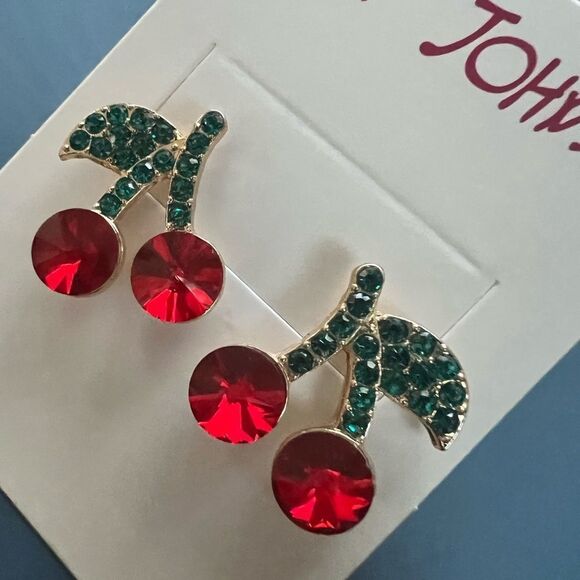 Betsey Johnson Jewelry - 🍒 Betsey Johnson stunning & sparkling cherry earrings 🍒